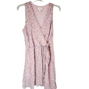 Everly Pink and White Swiss Dot Wrap Dress Size L G18